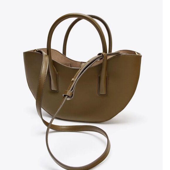Trendy Oval Mini Shopper Bag, Half-Moon Crossbody PU Leather, New Trending - Picture 2 of 6